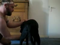 [ Beast Sex ] Man with beard satisfying dog